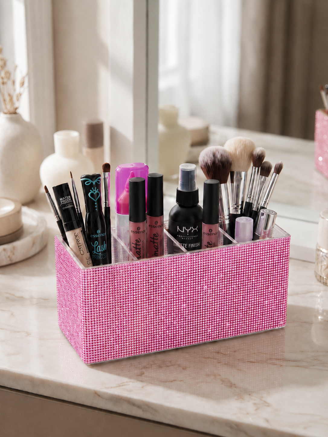 Luxe Rhinestone 3-Compartment Vanity Organiser