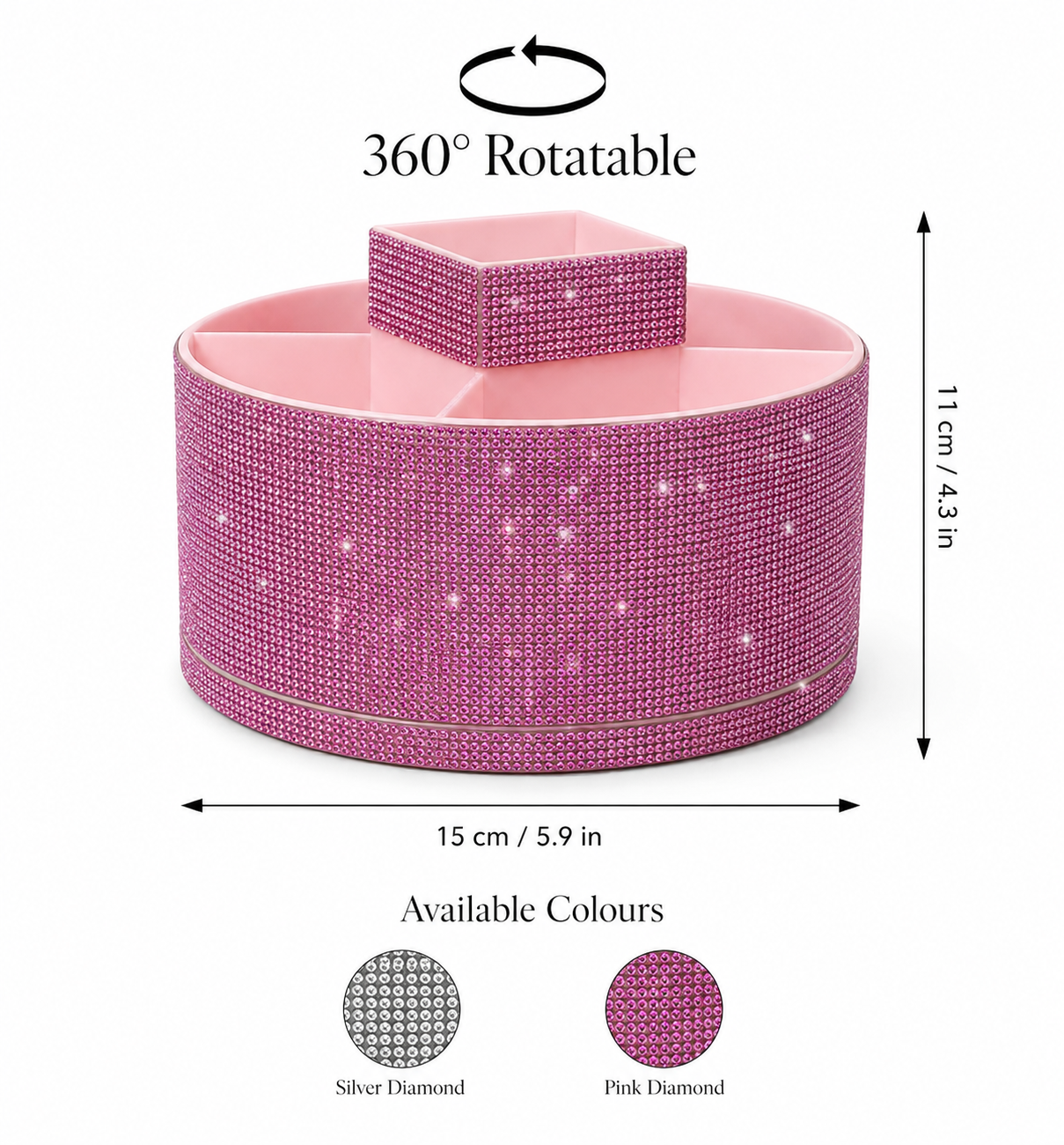 Diamanté Rotating Makeup Organiser