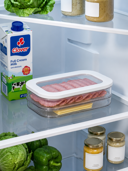 Stackable 2-Tier Fridge & Deli Meat Storage Container