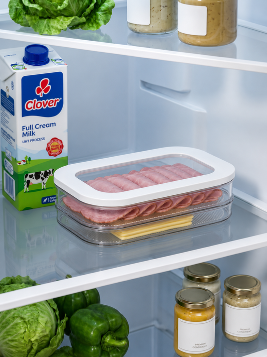 Stackable 2-Tier Fridge & Deli Meat Storage Container