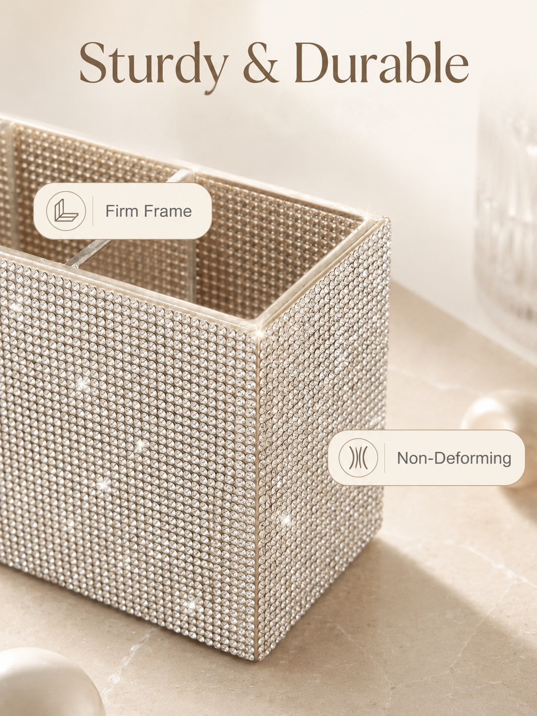 Luxe Rhinestone 3-Compartment Vanity Organiser