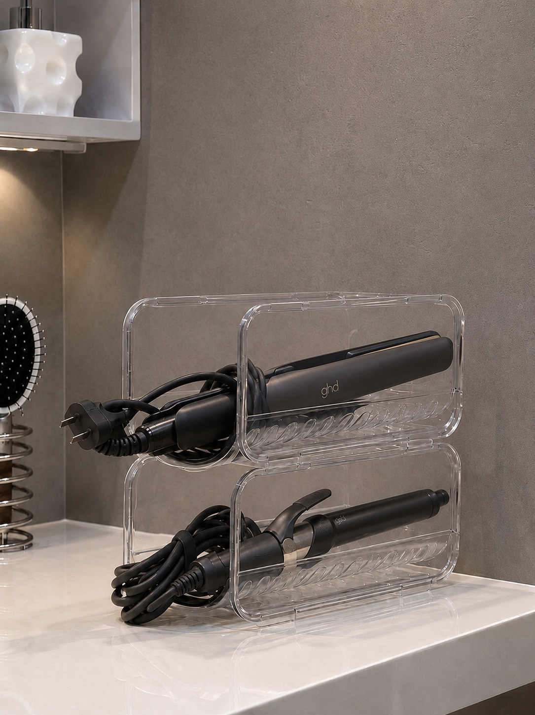 Clear Stackable Hair Tool Organiser