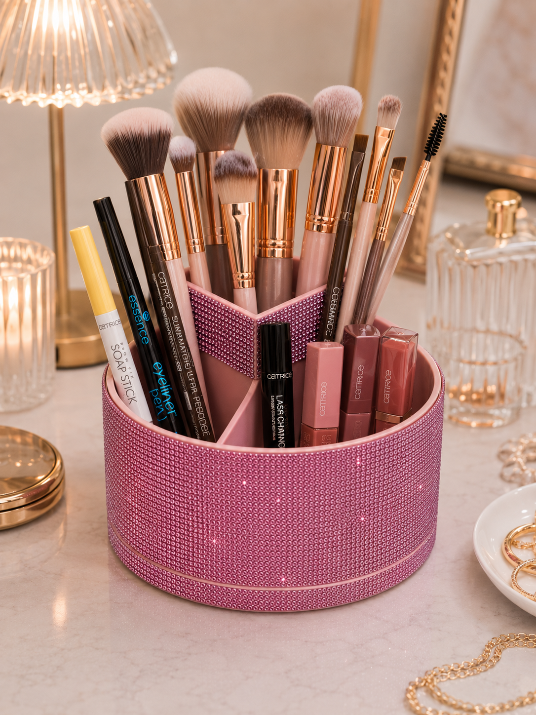 Diamanté Rotating Makeup Organiser