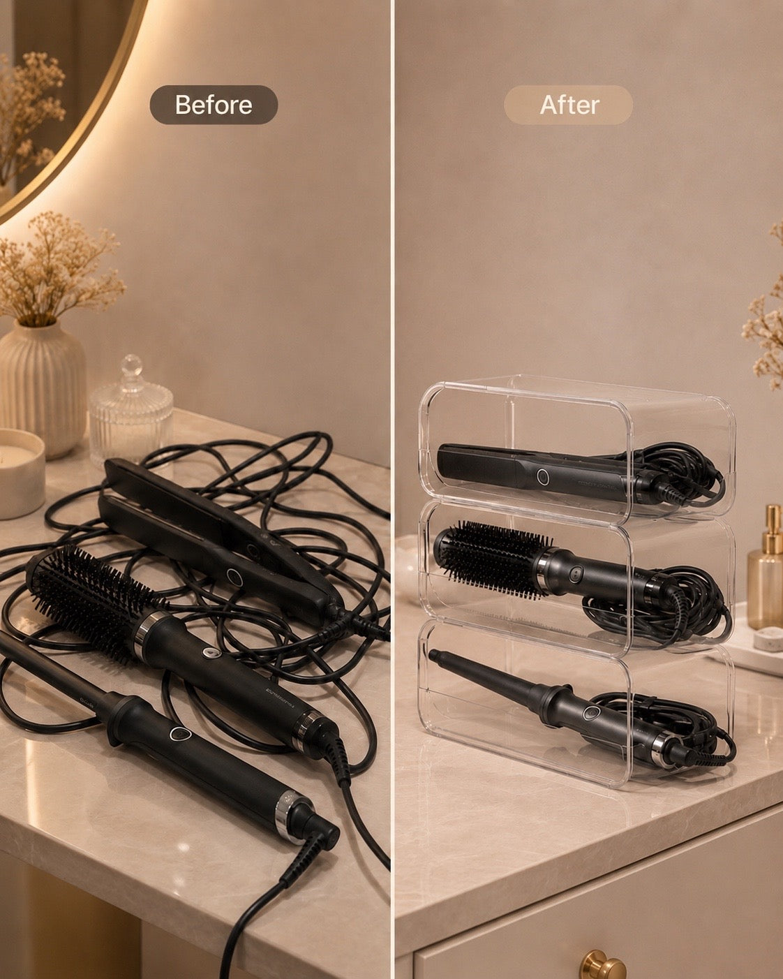 Clear Stackable Hair Tool Organiser